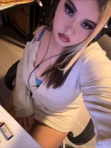 Playing video games with lingerie on underneath