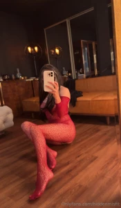 Red fishnet bodysuit legs in said bodysuit part 1