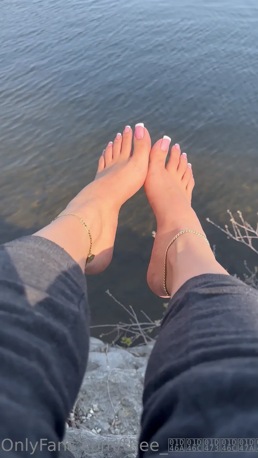 Chillin by the water press like if you d give me a foot rub out here 