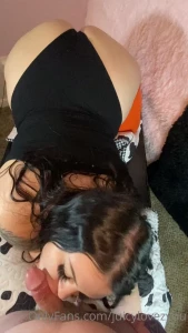 Pov - i slurp your cock and you fuck my face while staring at my huge
