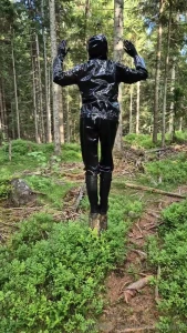 Out in the forest in full latex