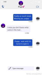Your bratty sub is home alone while you re at work and sends you this