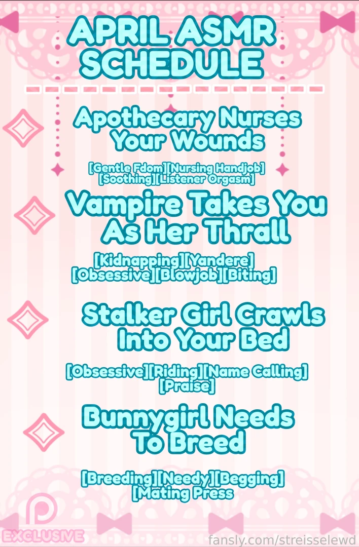 This month s patreon exclusive audio schedule is now up expect these 