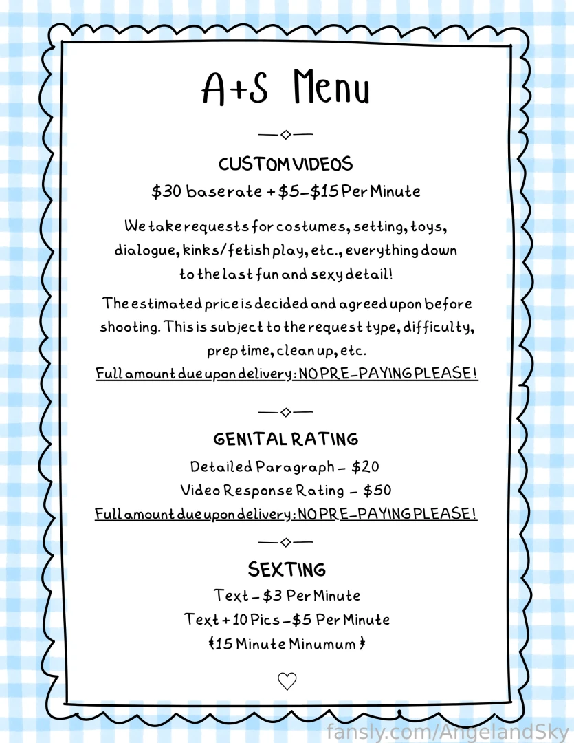 A s menu here are rates and details for all our most frequently 
