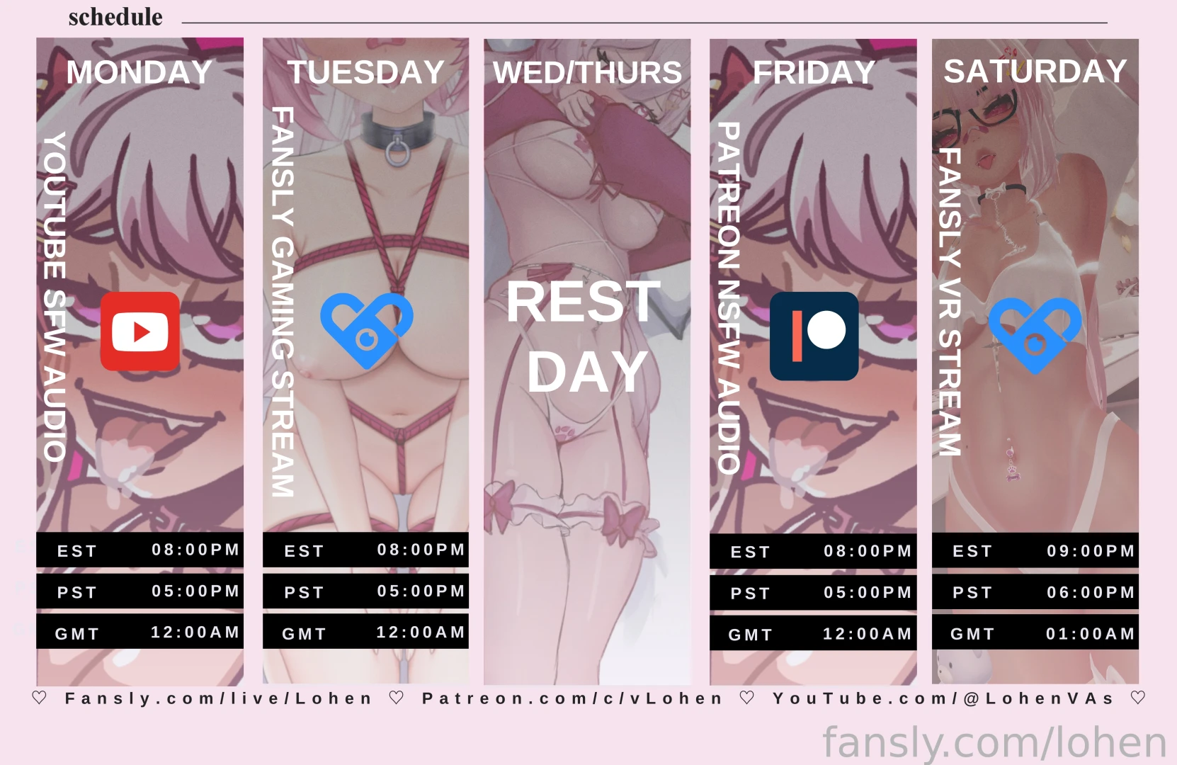 Official schedule https patreon com vlohen https twitter com lohenva 